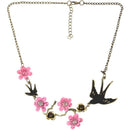 Swallow Flowers Crystal Pendant Chain Fashion Elegant Gorgeous Necklace