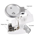 3X 4.5X Welding Magnifying Glass LED Loupe Magnifier Alligator Clip Holder
