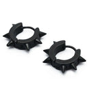 Pair Men's Rivet Hoop Huggie Earrings Titanium Steel 4mm x 9mm Black V7N5