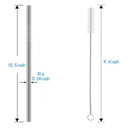 Set of 10 Stainless Steel Straws,Straight Reusable Drinking Straws 10.5 inc B7T9