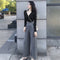 Women Autumn Long Sleeve Solid V-Neck Bandage Sexy Crop Tops (Black XL) A#S