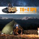 T6+4 LED 2400LM Zoomable Searchlight USB Charging Outdoor 5 LEDs Head Light