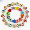 100x Multicolor Heart Shaped Wood Sewing Buttons Scrapbooking A9K7