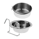 Set of 2, Pet Food Feeder Water Drinker Stainless Steel Coop Cup Hook on For