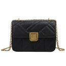Women Leather Crossbody Bags Small Shoulder Messenger Chain Handbag (Black)