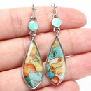 Long Opal Turquoise Dangle Drop Earrings Ear Studs Hook Earrings Women Jewelr Gw
