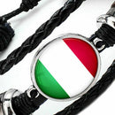 National Flags Charm Bracelet Bangles Leather Braided Rope Bracelet Beads W R2V1