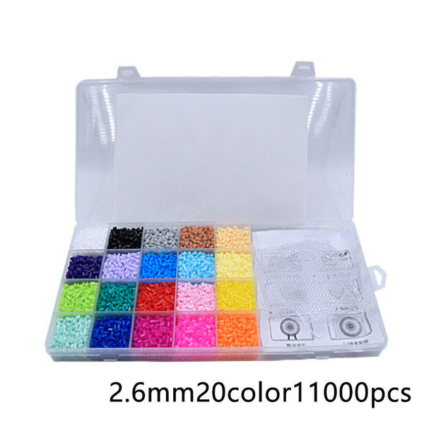 11000Pcs 2.6mm Educational Fuse Perler Hama Beads Set Toys 20 Colors 3 Pegboards