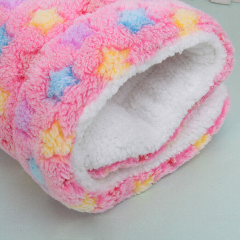 Dog Cat Blanket Pet Cushion Bed Soft Velvet Winter Warm Sleep Mat(Pink L) SN9F