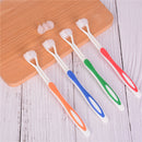 Child Health Yellow color Three Head 3 Sided Toothbrush Ultrafine Soft BristleJR