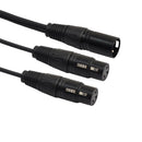 2X XLR Y-Splitter Cable, 3Pin Male Plug To Dual Female Microphone Cable 1ft