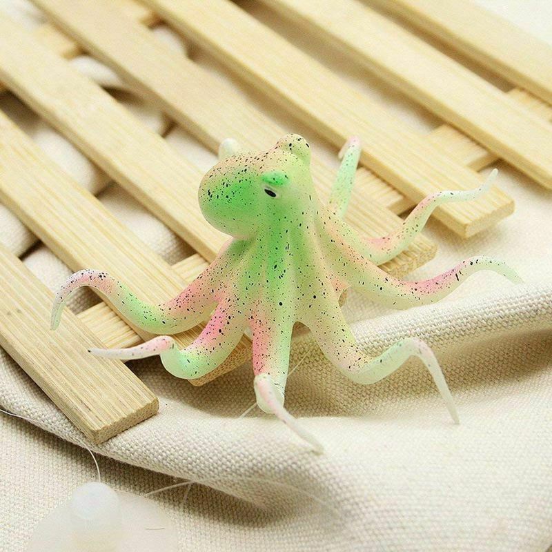 Fluorescent silicone Octopus Decorations With Cup Sucker for Green Aquarium