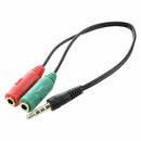 20cm 3.5mm Male to Dual Female Microphone Audio Extension Cable J2G1