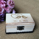 Bird Couple Mr Mrs Retro Wedding Ring Bearer Box Wood Display Jewelry Holder