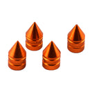 4 pcs Aluminum Car Motorcycle Universal Valve Core Cap Spike Cover Cap Orange