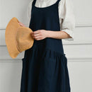 Washable Cotton Linen Kitchen Apron with Pockets for Cooking Baking Flower