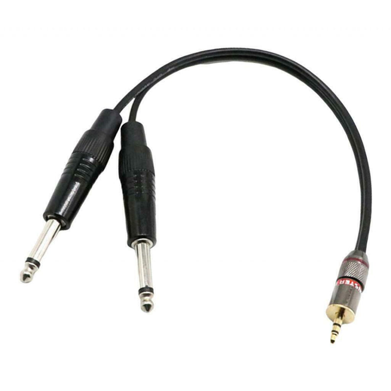 1x 3.5mm 1/8" To 6.35mm 1/4" Mono Stereo Plug Splitter Cable Black