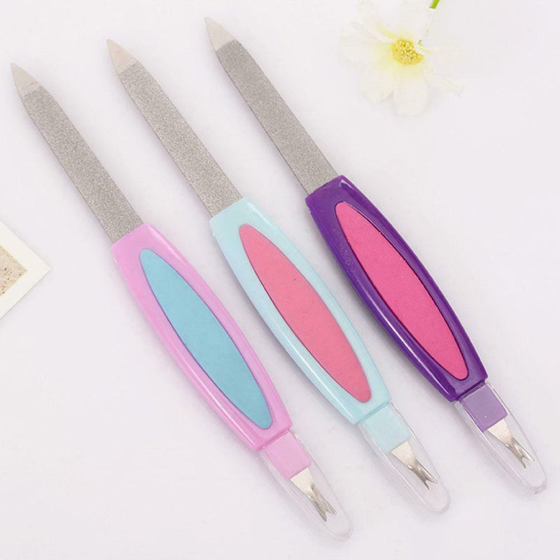 2-in-1 Nail File Cuticle Trimmer Pusher Callus Remover Double-Sided File