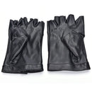 Women Punk Leather Driving Biker Fingerless Mittens Dance Motorcycle Gloves S3CU