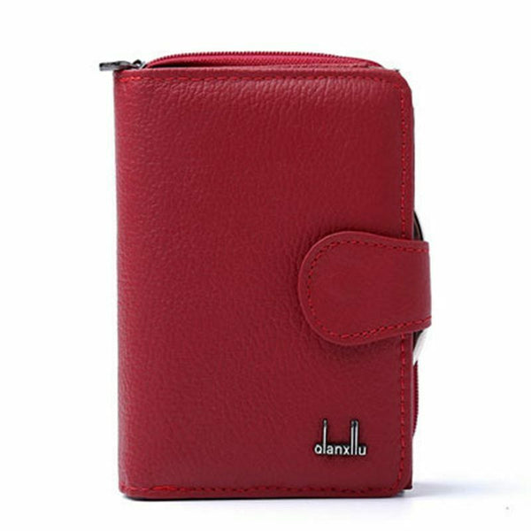 Qian Xi Lu women's wallets Cortex zipper and hasp purses (Red)12.5*8.5*4cm N2P5