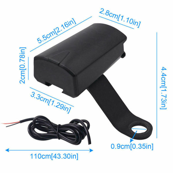 2PCS Motorcycle Rearview Mirror Waterproof Mobile Phone Charger USB Indicator