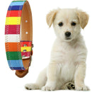 Pet Adjustable Collar Buckle Neck Leather Colorful Rainbow  S