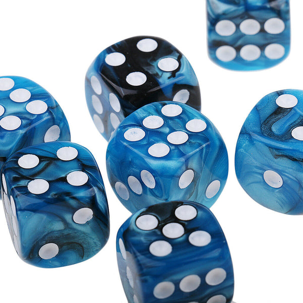 10x Blue Black Dices D6 Six Sided 16mm D6 for MTG RPG Table Board Game Toys