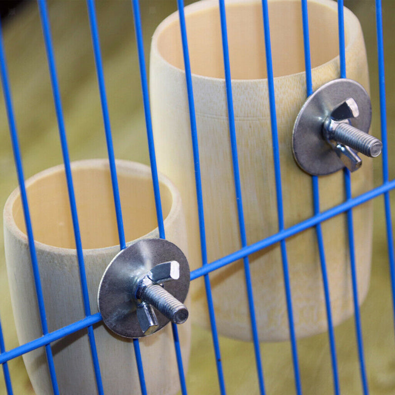 2 Pcs Parrot Feeder Bamboo Feeding Bowl Cage Food Water Container S