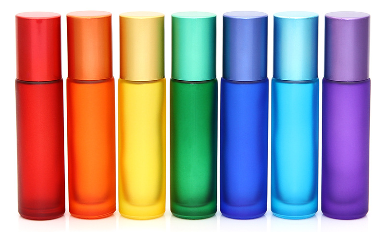 5x 10ml Gradient Glass Roll on Bottle Metal Roller Ball Essential Oil Bottles