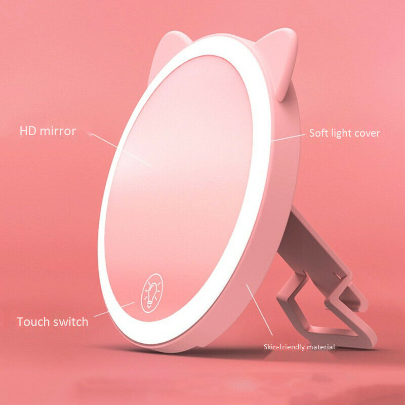 Portable Led Lighted Makeup Mirror Vanity Compact Women Pocket Mirrors Vani P7C7