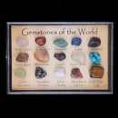 15Pcs Small Polished Gemstones of the World in a Mini Display Case Gifts