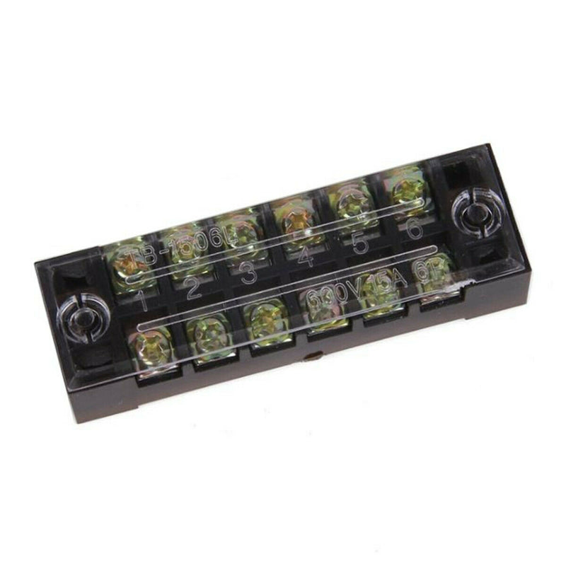 4Pcs Block/Strip 6 Position 600V 15A Wire Barrier Dual Row Screw Terminal Panel