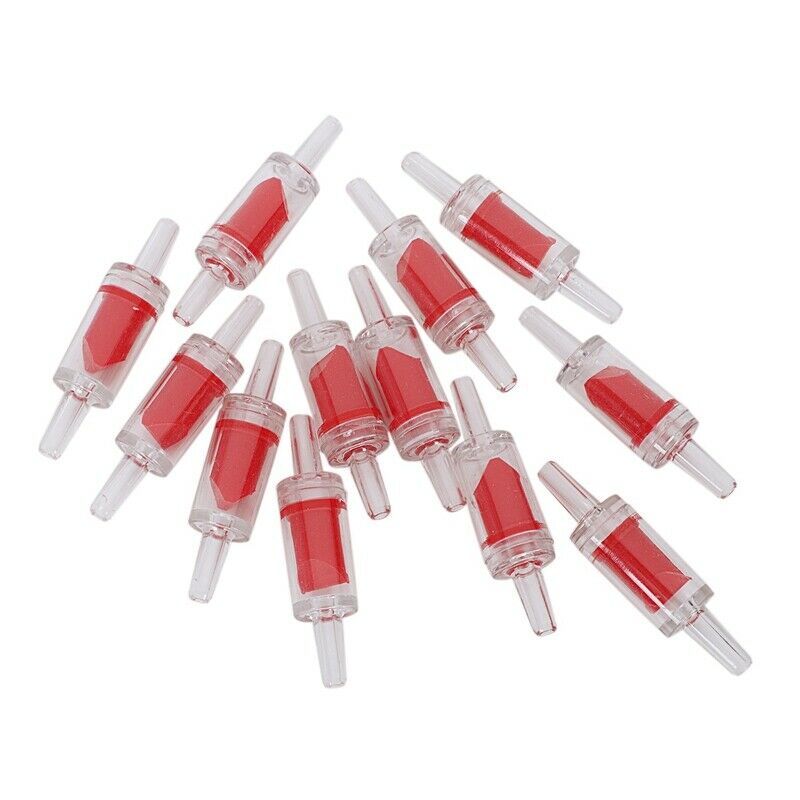 12 Pcs Aquarium Red White Plastic One Way Non-return Check Valves V6M8