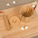 Pestle Grinding Bowl Set Bamboo Mortar And Pestle Pedestal Bowl Garlic Pot  V7Z9