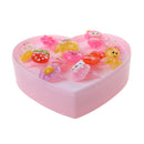 12Pcs Assorted Plastic Rings with Pink Heart Box Kids Girl Jewelry Present