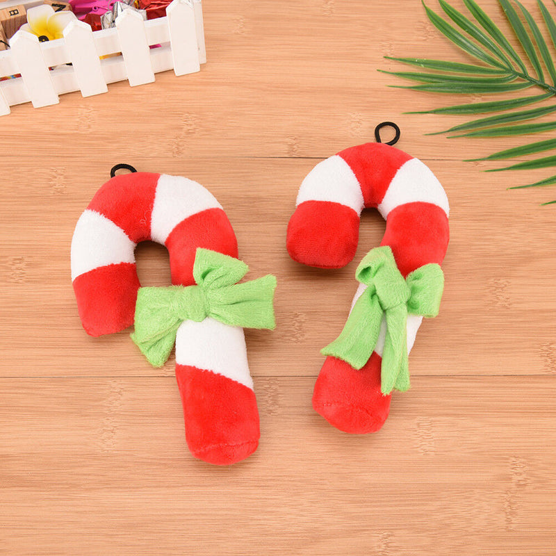 Christmas Cat Dog Pet Plush Toys Xmas Candy Color Squeaker Squeaky Crutch Sha 3C