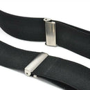 Mens Heavy Duty Suspenders Adjustable Clip On Work Braces Wide Solid Color Black