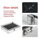 Useful Aluminium Watches Box 12 Grid Slots Jewelry Watches Display Storage