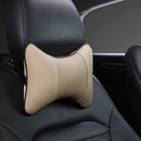2pcs PU Leather Car Neck Pillow All Season Auto Neck Rest Universal (Beige)