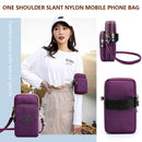Women Nylon Messenger Bag Arm Pack Sports Small Mobile Phone Pouch (Purple)