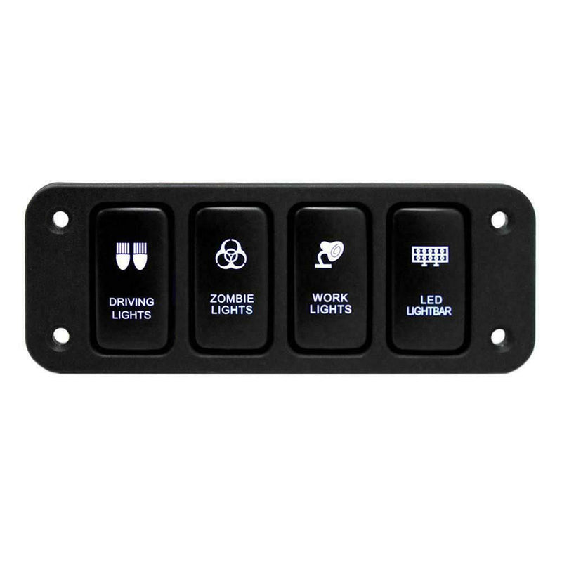12V 4-Button Blue LED On/Off Rocker Switch Panel w/ 150mm Cable for Toyata