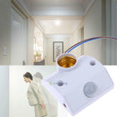 E27 Infrared Motion Sensor Automatic Light Lamp Bulb Holder Stand Switch White