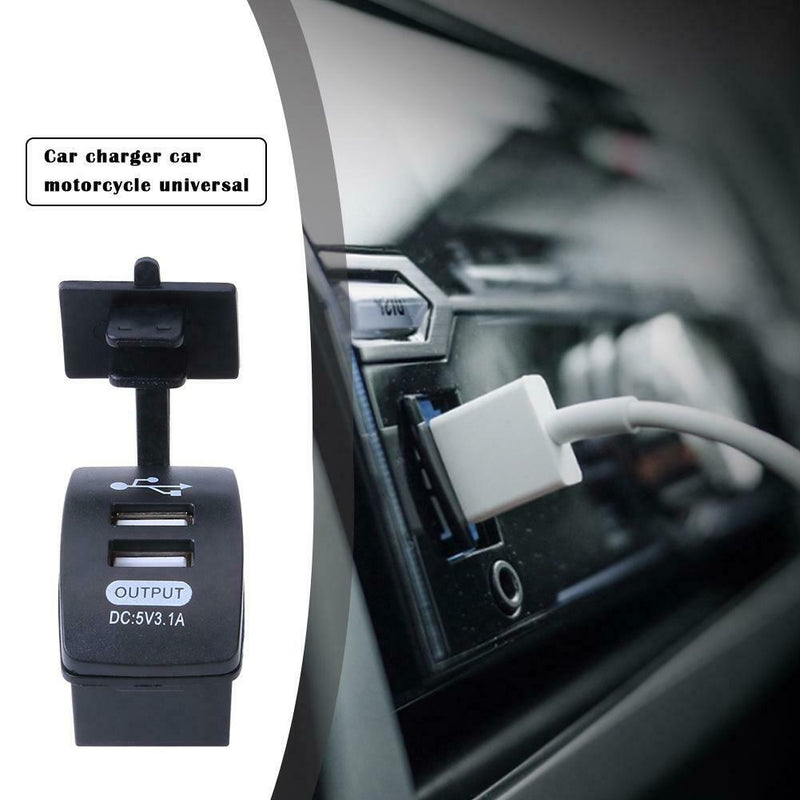 Dual USB Port Car Motorcycle Charger 3.1A Power Socket with Cover for Phone