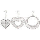 Moon & Heart Shaped Metal Wire Wreath Frame Form Hangers for Succulents, Pack of