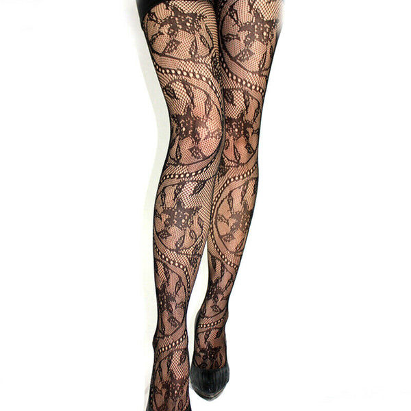 Women'S Black Lace Fishnet Hollow Patterned Pantyhose Tights Stocking Lingeri Bj