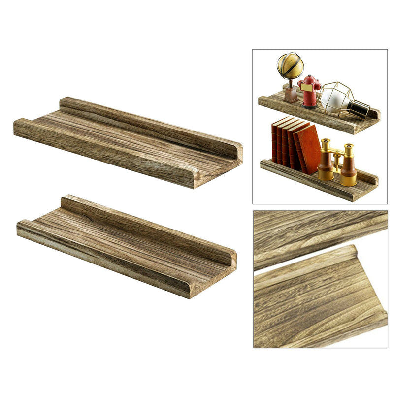 2pcs Wooden Floating Shelves Wall Display Rack for Bedroom Living Room Storage