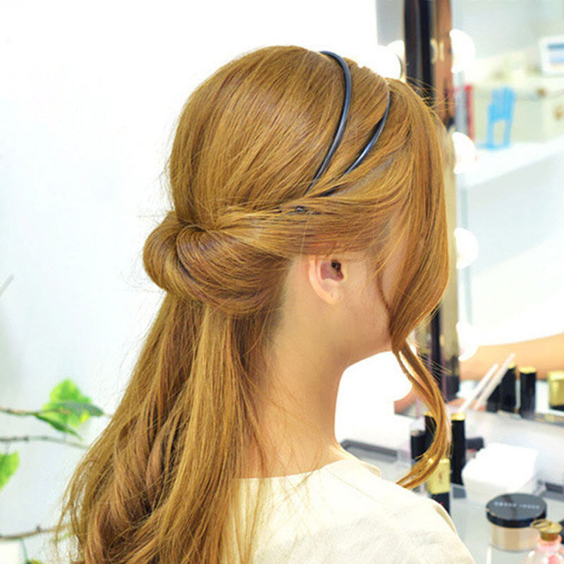 Fashion Women Double Layer Adjustable Head Hair Hoop Elastic HairRopeHairBan Bj