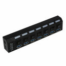 SODIAL(R)7 Port Hub Switchable USB 3.0 Splitter Extender for PC/ Notebook/