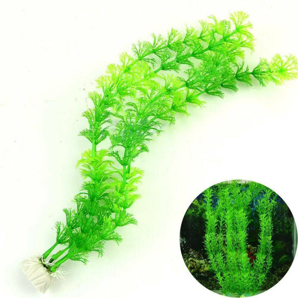 13" Green Artificial Plastic Plants Grass Fish Tank Aquarium Ornament Decoration