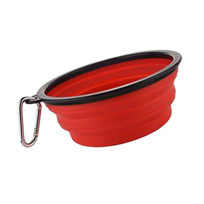 Pet Dog Portable Silicone Collapsible Travel Feeding Bowl Dish Feeder Red